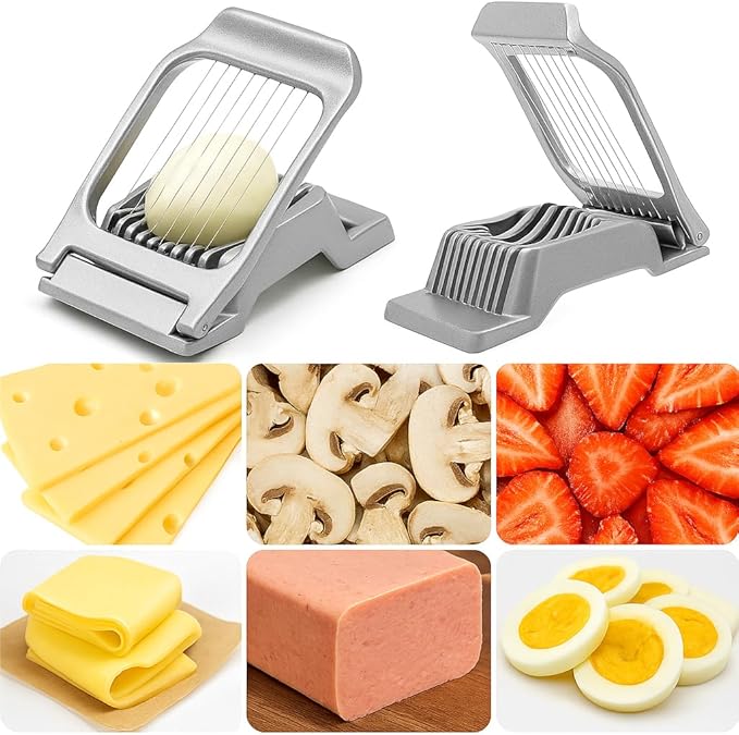 OCHI Stainless Steel Egg Slicer, Heavy Duty Aluminum Cutter for Hard Boiled Eggs, Dishwasher Safe, Perfect for Strawberries & Soft Fruits