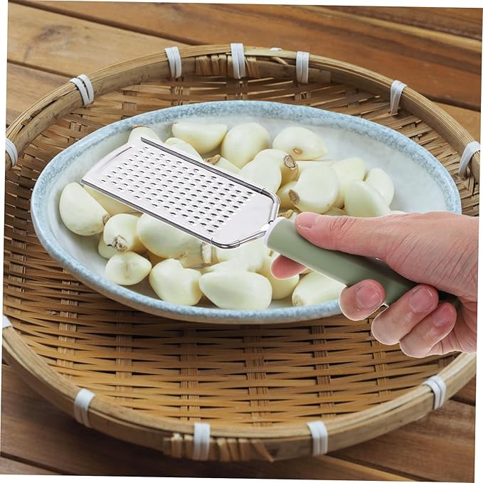 STOBAZA Stainless Steel Garlic Mincer Cheese Zester Versatile Handheld Kitchen Tool for Grating Garlic Ginger Cheese More Easy to Clean Safe Design