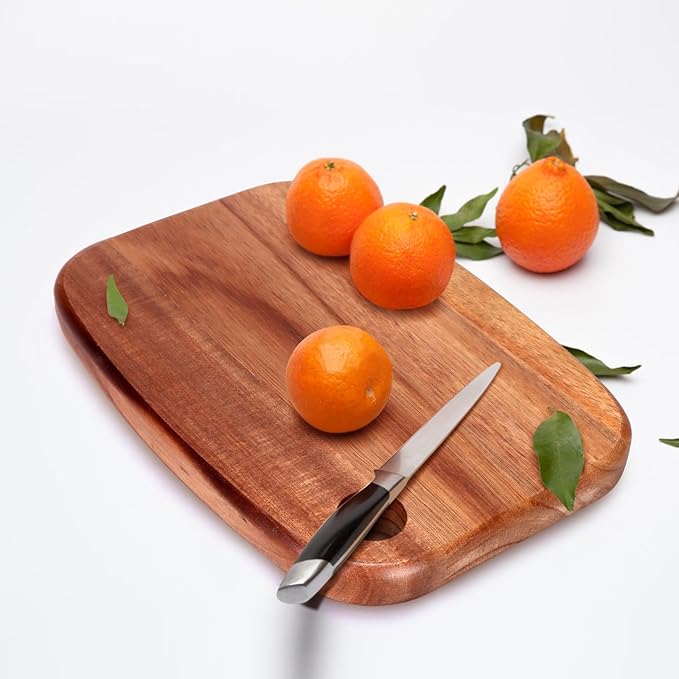 Gtencemen Small Acacia Wood Cutting Boards for Kitchen with Hanging – Mini Wooden Cutting Board for Vegetables, Fruit, Bread, Meat - BPA Free, 9" x 6.5"