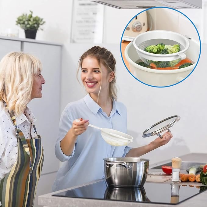 4 Pcs Plastic Nylon Fine Mesh Kefir Strainer Set with Handle, Sieve Fine Mesh Colander Flour Sifter for Yogurt Baking Kitchen Kefir Tea Juice Pasta