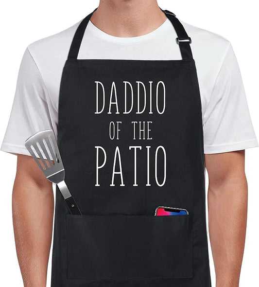 Xornis 100% Cotton Funny Apron with 2 Pockets for Men Women BBQ Grilling Adjustable Bib Black Aprons Gifts Cooking Kitchen