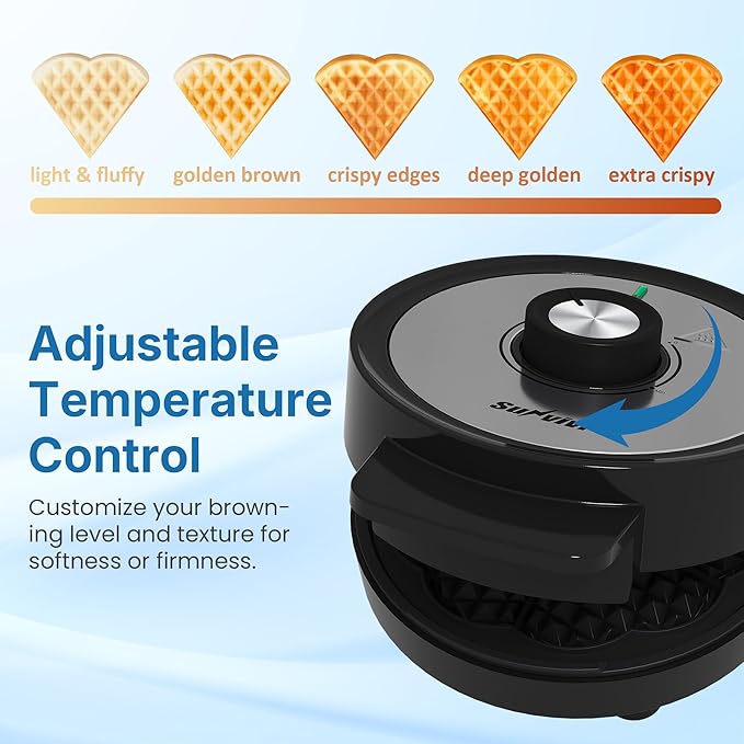 Heart Electric Waffle Iron: Belgian Waffle Maker with Temperature Control Knob, Waffle Machine with Nonstick Plates Easy Clean, Breakfast Maker for Kids and Families, Stainless Steel