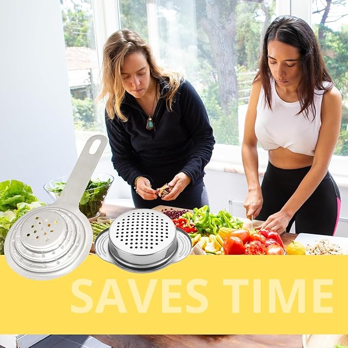 Pack of 2 Multipurpose Food Grade Colanders – Universal Can Colander with Handle for Large and Small Cans Vegetable Fruit Tuna Fish Strainer Small Strainer Set Stainless Steel