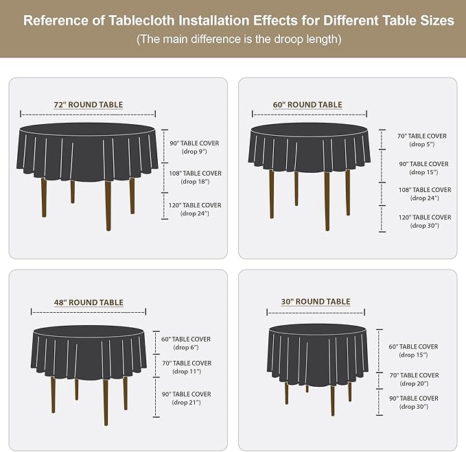 Obstal 210GSM Round Table Cloth, Water Resistance Microfiber Tablecloth, Decorative Fabric Circular Table Cover for Outdoor and Indoor Use (Orange, 60 Inch Diameter)