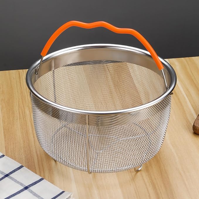 REDANT Steamer Basket for Instant Pot Accessories 6 & 8 Qt - Stainless Steel Mesh Strainer and Colander for Kitchen - Vegetable Steamer Insert with Handle for Cooking Broccoli, Eggs, Pasta - Silver
