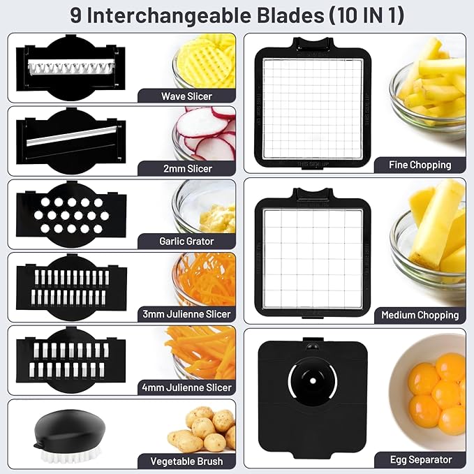 Veggie Chopper –10 in 1 Onion Chopper · Vegetable Chopper with Container · Pepper Chopper · Vegetable Slicer – Kitchen Gadget & Home Essentials (White & Black)