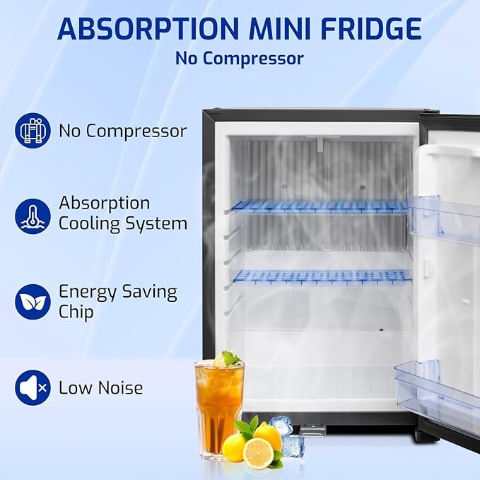 Smad 12V RV Refrigerator,1.4 Cu Ft Locking Mini Fridge, Mini Fridge with Lock, Semi Truck Refrigerator Freightliner Cascadia Drivers 12V DC/110V AC for Bedroom, RV, Truck, Office, Dorm, Black