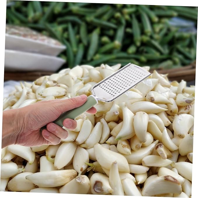 Stainless Steel Garlic Shredder and Zester 1-Piece Multifunctional Kitchen Tool for Garlic Ginger and Cheese Easy to Use Peeler and Cleaning Brush