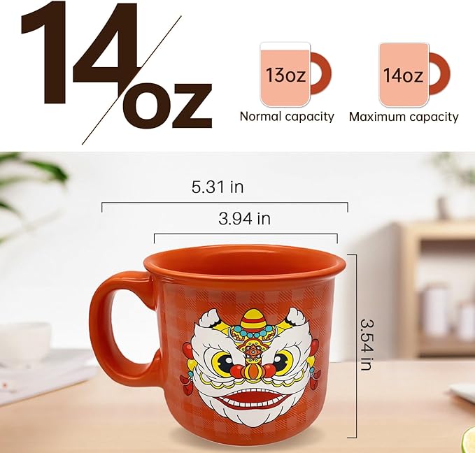 Ceramic Coffee Mugs Set Of 2,14 oz Coffee Cups With Handle, Large Coffee Mugs Perfect For Cappuccino, Latte, Americano, Tea Bag, Beverage