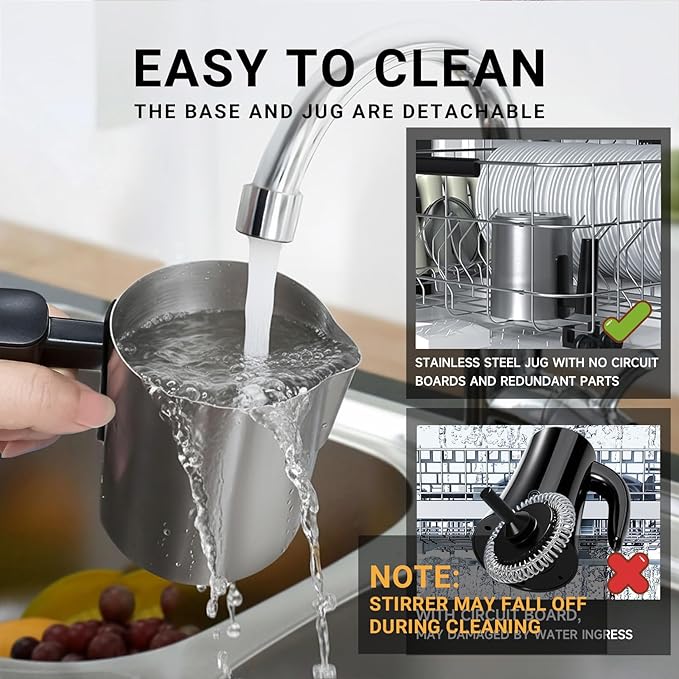 FUNLAVIE 4-in-1 Electric Milk Frother and Steamer, 400ml(13.5oz) Stainless Steel Pitcher with Auto Shut-Off, Hot & Cold Foam Maker and Milk Warmer for Lattes, Cappuccinos, Macchiato, Dishwasher Safe