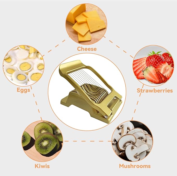 Egg Slicer for Hard Boiled Eggs Heavy Duty, Egg Cutter for Soft Fruit Food Mushroom Gold