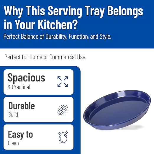Carlisle FoodService Products Plastic Serving Tray, 13 Inches, Cobalt