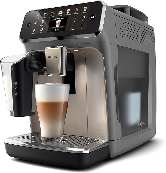Philips 5500 Series Fully Automatic Espresso Machine, LatteGo Milk System, Integrated Grinder, 20 Hot & Iced Coffee Pre-Sets, Quick Start, SilentBrew, 15-Bar Pressure, Black Chrome (EP5544/94)