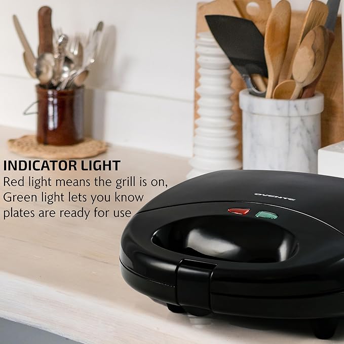OVENTE Electric Sandwich, Panini and Waffle Maker Set with 3 Removable Non-Stick Plates, 750 Watts, Perfect for Grilled Cheese, Tuna Melts, Burgers, Steaks and Snacks, Black GPI202B