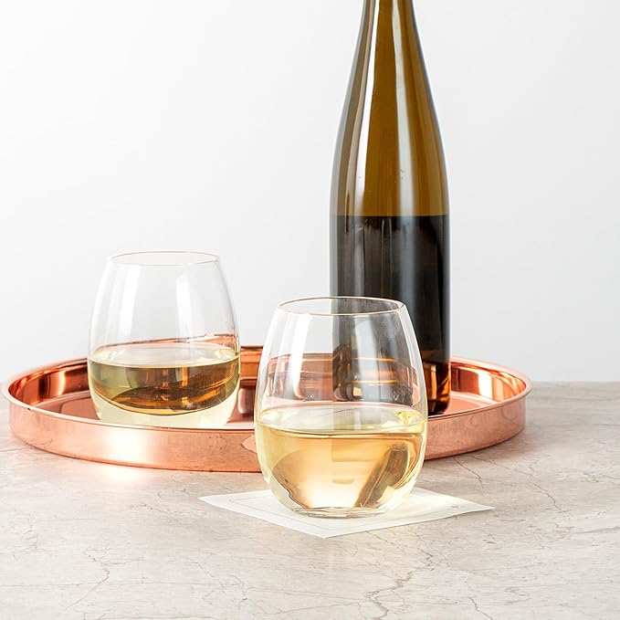 Restaurantware-Vetri 15 Ounce Wine Glasses, 6 Dishwashable Stemless Wine Glasses - No Lead, Durable, Clear Glass Stemware, For Home, Bar, Or Restaurant, Serve Merlot, Chardonnay, Or Bordeaux