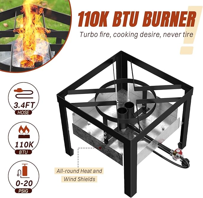 Hidpriva 50QT Crawfish Boiler Kit, Waterproof Cover & 12-inch Skimmer, 110,000BTU Propane Burner Stove, 0-20PSIG Regulator, Aluminum Seafood Boil Pot, Crab Boil Pot with Basket