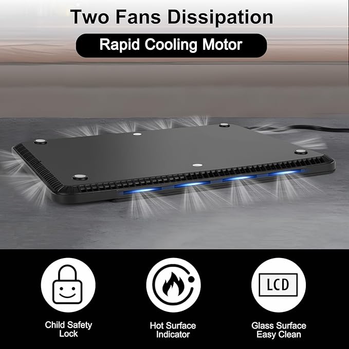 Portable Induction Cooktop Ultra-Thin, Single Burner Induction cooktop, 11 Power Levels, 3h Timer & Child Safety Lock, Low Noise, for Kitchen RV Apartment Countertop, 110-120V, black