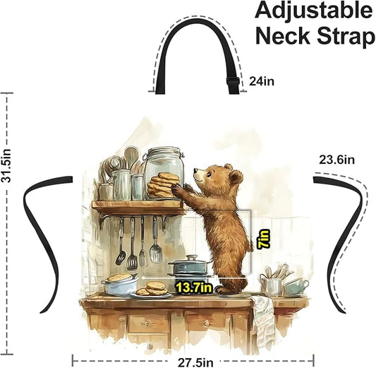 Funny Cat Apron with 2 Pockets Waterproof for Men Women Kitchen Garden Decor