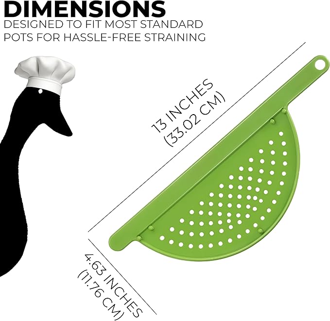 Handheld 13" Pot Strainer – Food Strainer for Pasta, Vegetables & More – BPA-Free Plastic with Anti-Slip Pegs – Fits Most Pots and Pans (2)