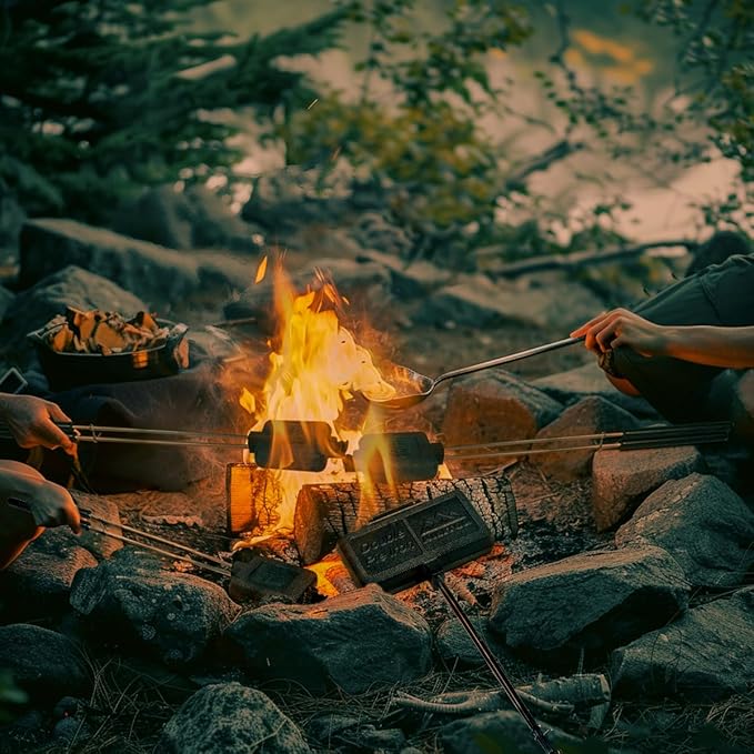 Double Pie Iron Sandwich Maker for Camping, Cast Iron Campfire Pie Cooker, Campfire Cooking Equipment Mountain Pie Maker