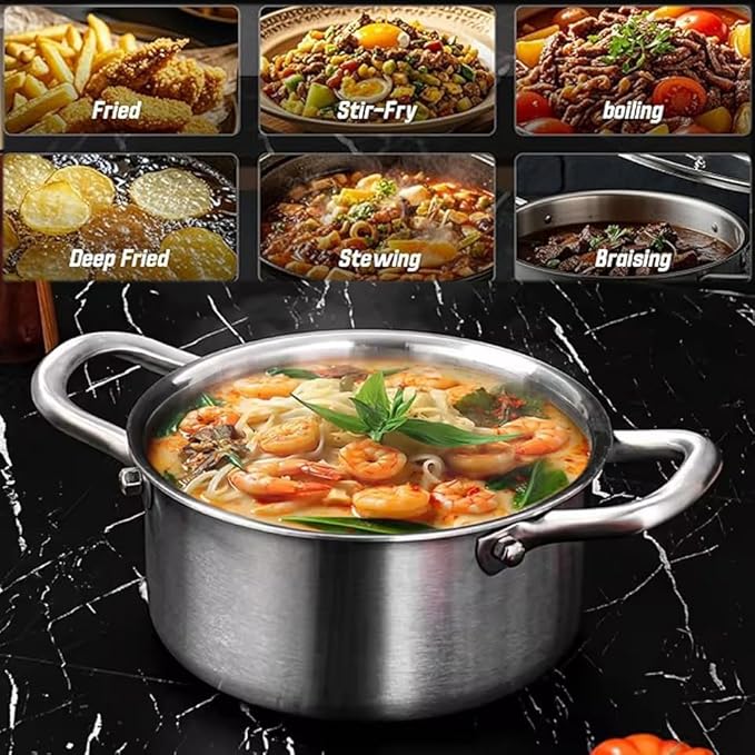 Toutrop Hybrid Nonstick 8-Quart Stockpot,Stainless Steel Stock Pot with Glass Lid,Induction Soup Pot Compatible with All Cooktops,Dishwasher & Oven Safe