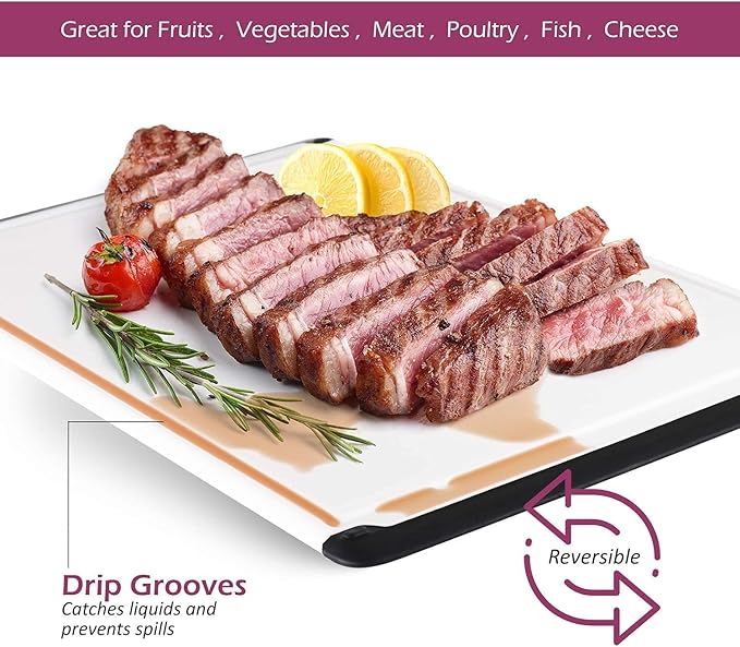 Extra-Large Cutting Board for Kitchen, 18” Reversible Cutting Board with Juice Groove, Dishwasher Safe Plastic Chopping Board Non-Slip Grip for Meal Prep, Meat, Vegetables, and Everyday Cooking