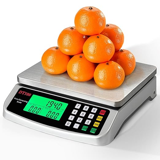 110lb Commercial Food Scale, Large Digital Kitchen Scale with Hold Mode, Tare, PCS, 5 Units, Price Computing, 304 Stainless Steel for Baking, Cooking, Meat, Counting Adapter (Inc.)
