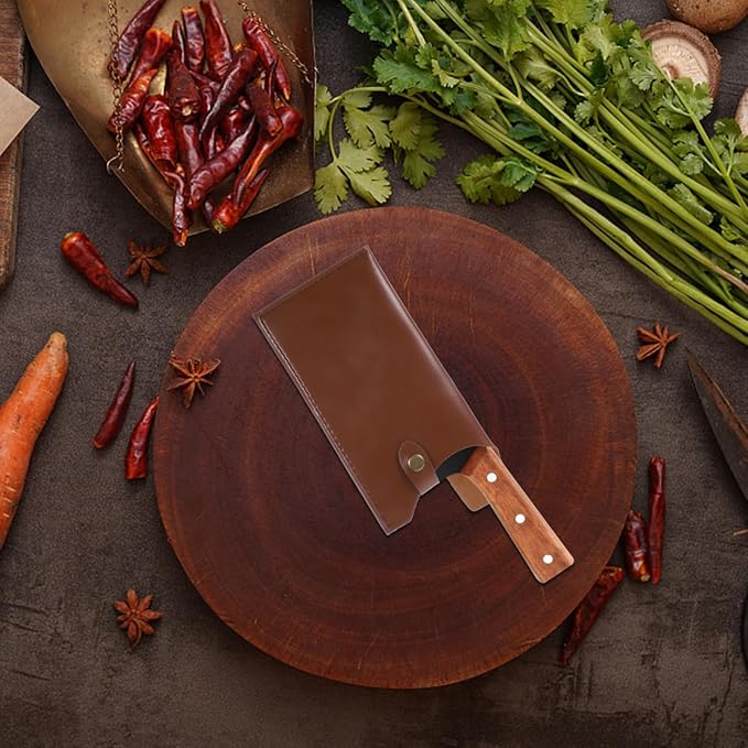 Cabilock Kitchen Knife Leather Cover Artificial Sheath Protective Case for Meat Cleavers Utility Knives Compact Carry Storage