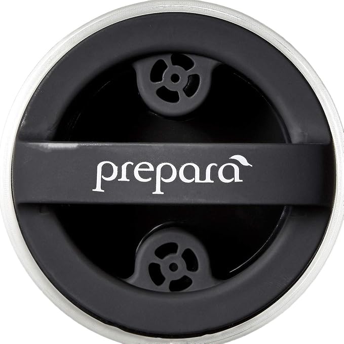Prepara Evak Fresh Saver Airless Canister, Glass & Stainless, Medium, Soft Touch Black Handle
