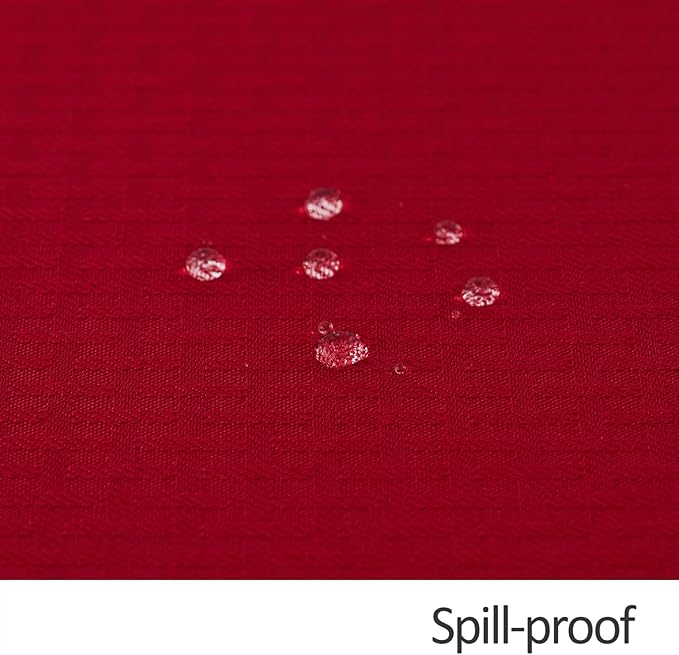 maxmill Rectangle Tablecloth Weaved Design Water Resistant Wrinkle Free Spill-Proof Soft Table Cloth for Dining Room Decoration, Banquet, Christmas Holiday Dinner, 60 x 84 Inch, Red