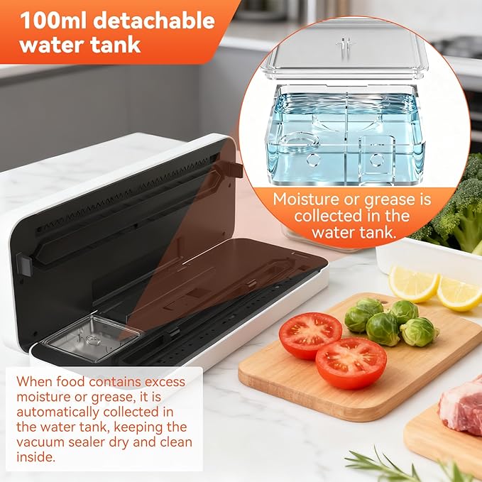 Food Vacuum Sealer Machine for Food, 8-in-1 Dry/Wet/Oil Modes Food Sealer Fit All Kind Bags with Water Tank & Digital Timer, Food Sealing Machine with Cutter & Starter Kit & 20 Vacuum Bags