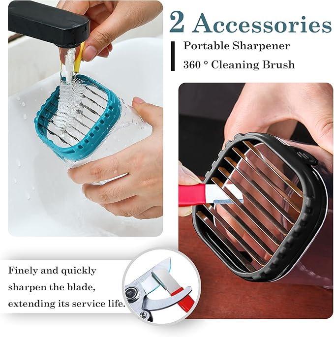 Strawberry Cutter Slicer Cup with Blade Sharpener & Cleaning Brush – Versatile Fruit Slicer for Strawberries, Eggs, Bananas, Grapes(Dark Teal)