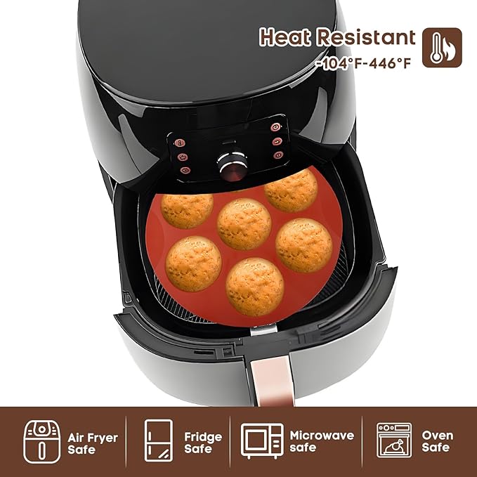Goensjt Silicone Air Fryer Muffin Pan for Baking,Non-Stick 7 Cups Muffin Top Pan Cupcake Mold, Baking Pan Egg Bites for air fryer