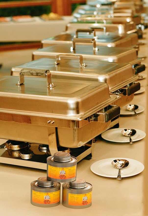 6 Hour Chafing Fuel | 12-Pack Cans for Chafing Dishes | Premium Food Warming Wick Set with Lid Opener | Burner Cans With Steady, Controlled Flame