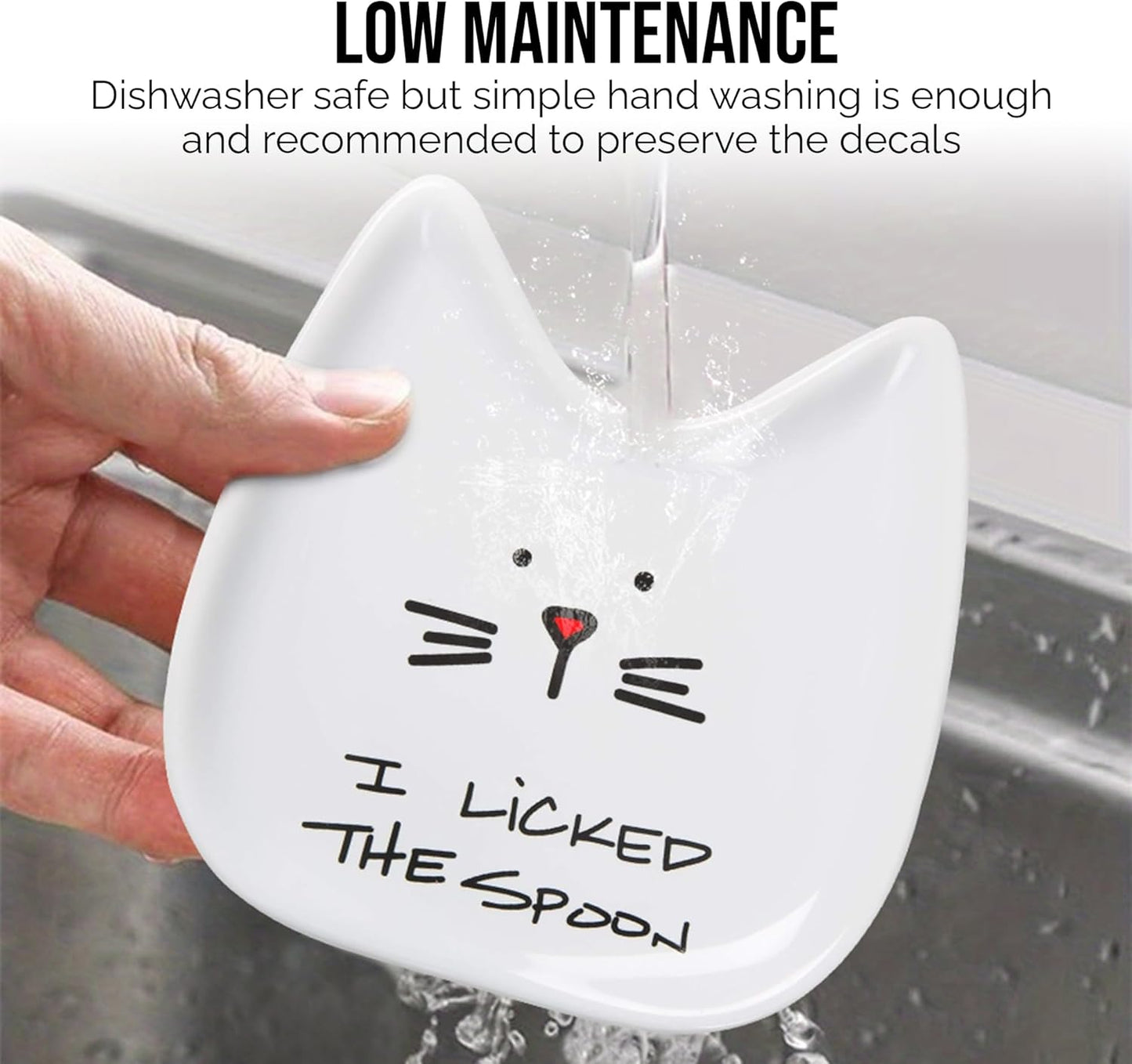 Pavilion Gift Company Blobby Cat, Cat Spoon Rest"I Licked the Spoon", 5", White