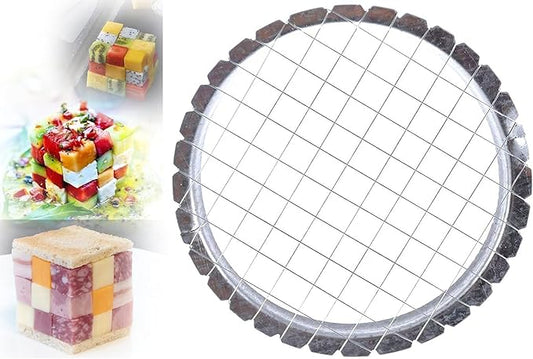 2 PACK Egg Chopper Hard Boiled Egg Slicers Fruit Cube Cutter Salads Cutters Tomato Cutter Potato Cutter,Mirror polished hard and durable stainless steel,Cut into squares,Decorate the meal
