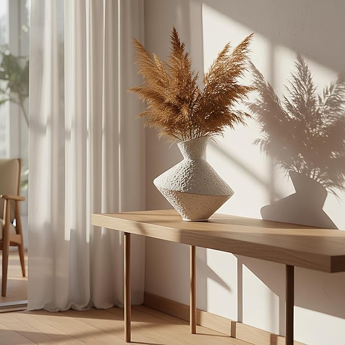 Cast Iron Decorative Vase, Dried Flower Rustic Vases, Wabi Sabi Vase for Modern Home Decor, Living Room, Shelf Decor, Enterway, Wedding, Office, Table, Bedroom, Kitchen, 8.86" H (White)