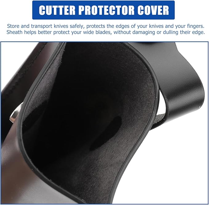 DIYEAH PU Leather Chef Knife Cover Cutter Protector Sheath 17.8X10Cm Kitchen Knife Guard Sleeve for Home Cooking Safety
