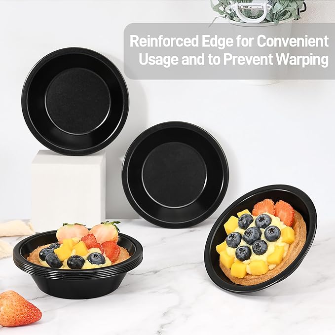 8 Pcs 4 Inch Mini Pie Pan Tins, Round Tart Pans, Carbon Steel Pizza Pan Nonstick Quiche Pans for Baking Small Bakeware Set - Oven & Dishwasher Safe