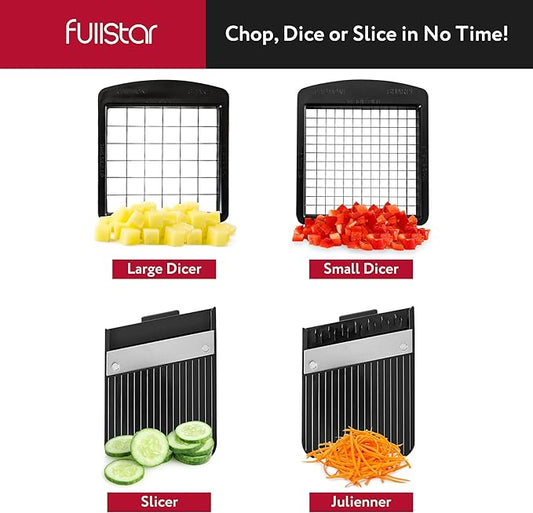 Fullstar Mandoline Slicer for Kitchen - Vegetable Chopper, Onion Potato Food Veggie Fruit Slicer and Cutter with Container, Kitchen Gadgets & Gifts, Home Essentials (4 in 1, Black/White)