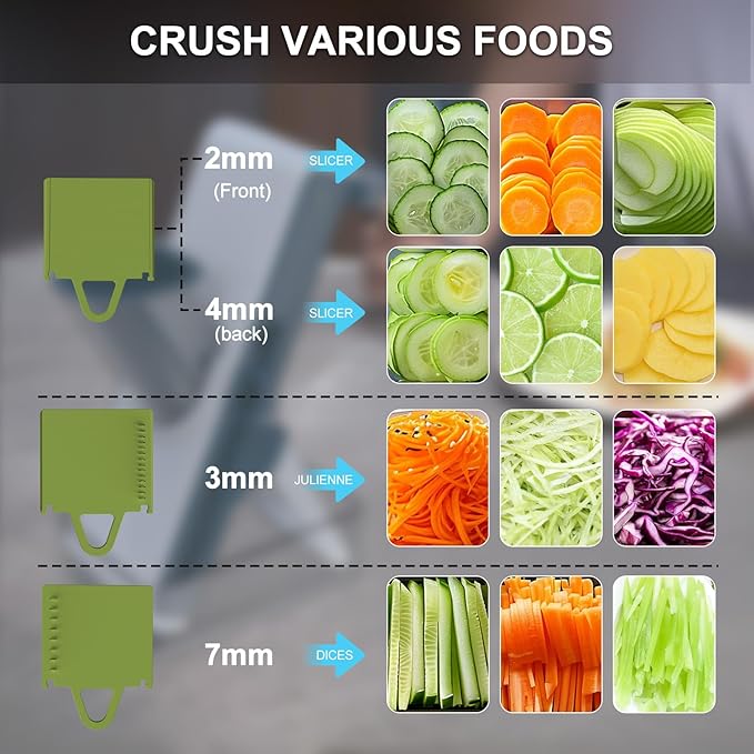 Mandoline Slicer for Kitchen, Mandoline Slicer Safe Multifunctional Dicer Adjustable Commercial Slicer Machine Stainless Steel Chopper