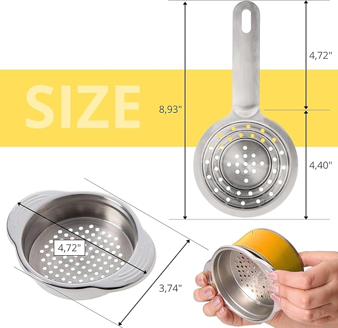 Pack of 2 Multipurpose Food Grade Colanders – Universal Can Colander with Handle for Large and Small Cans Vegetable Fruit Tuna Fish Strainer Small Strainer Set Stainless Steel