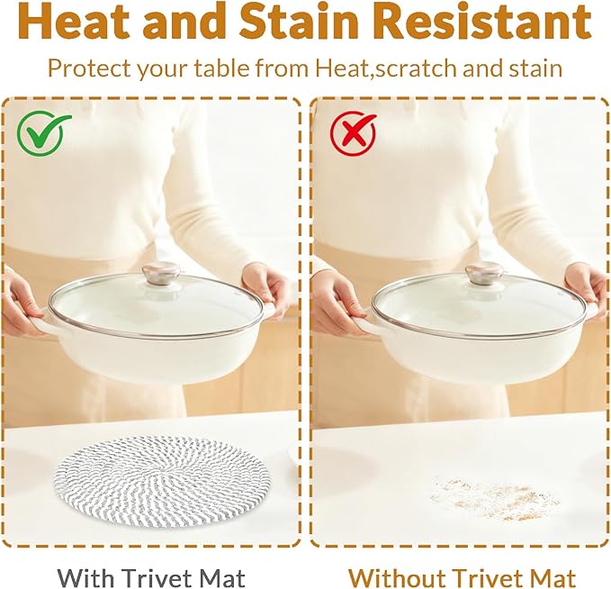 10" Trivets for Hot Dishes, Hot pots and Pans, Set of 6, Heat Resistant Pot Holders for Kitchen, Hot Pads for Countertops