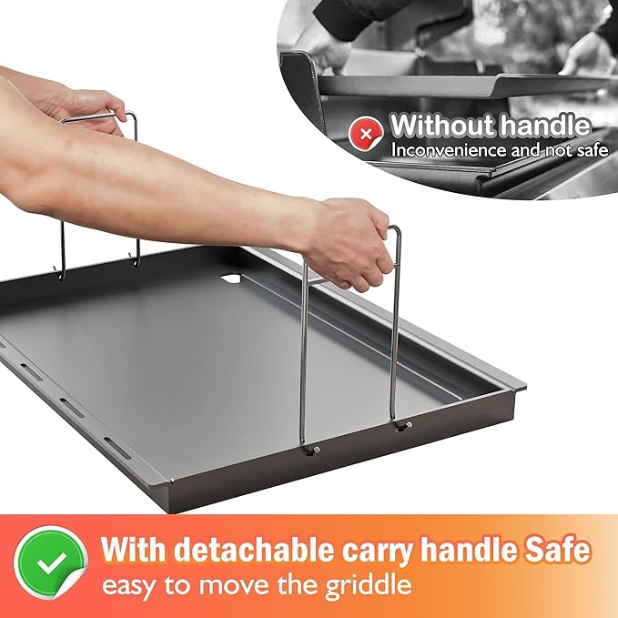 Grill Griddle 26" x 18.8" For Weber Genesis II & LX 300 Series Full Size Griddle Insert, Compatible with GS4 E310-E335 & S310-S340, 6788 Replacement Cooking Plate