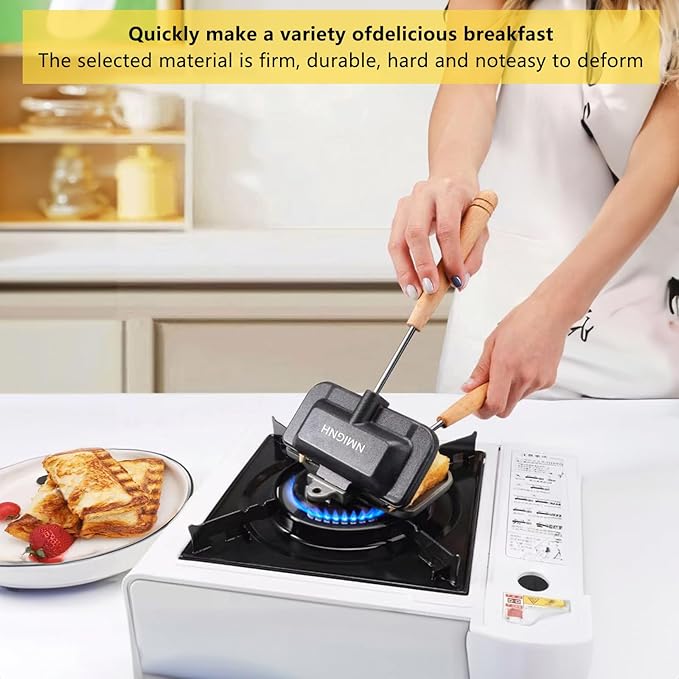 Hot Sandwich Maker, Double-Sided Sandwich Baking Pan,Double Sided Frying Pan for Breakfast,Hot Dog Toaster,Campfire Sandwich Maker(1Pcs)