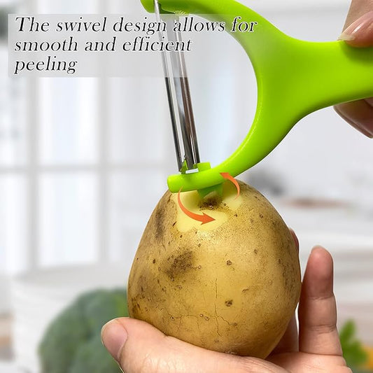 BlingKingdom 2 PCS Vegetable and Fruit Peelers, Stainless Steel Rotary Peelers Sharp Y-shaped Potato Peeler Kitchen Veggie Peeler (Green + Black)