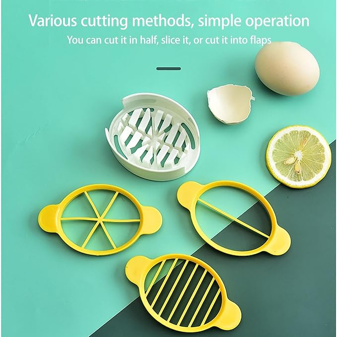 Egg Slicer, 3 in 1 Slicing Half Egg Cutter Tool, Multifunctional Household Egg Slicer for Hard Boiled Eggs