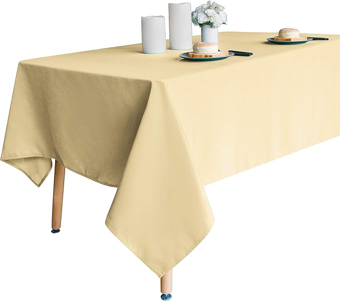 Obstal 210GSM Rectangle Table Cloth, Water Resistance Microfiber Tablecloth, Decorative Fabric Table Cover for Outdoor and Indoor Use (Champagne,60 x 60 Inch)