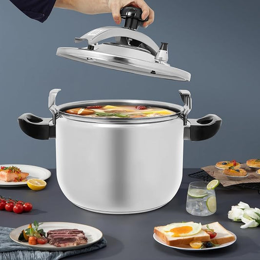 26L/27.47 Qt Pressure Cooker,50Kpa High Pressure Stovetop Cooker with 3-Layer Composite Bottom, 201 Stainless Steel Pressure Canner with Double Valves for Commercial & Home Use