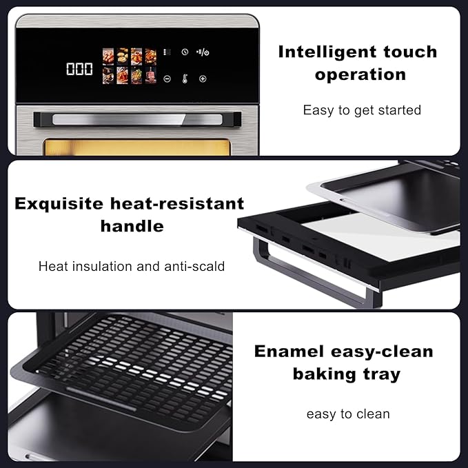 HOMLOVE 18QT Large Air Fryer Oven with Touch Screen Display, 10-in-1 Air Fry, Roast, Bake, Broil, Dry, Frozen, Proof Combo with Window, Family-Size, Multi-Function, Healthy Cooking 120V